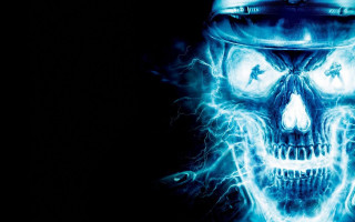 Skull helmet blue lightning effect - a helmet free wallpaper
