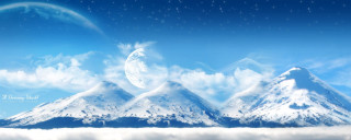 Mountain range moon rainbow crescent - a crescent free wallpaper