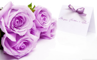 Purple roses bouquet card bow 2 - a note free wallpaper
