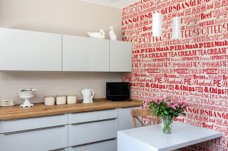 Kitchen wall words vases flowers - the counter free wallpaper