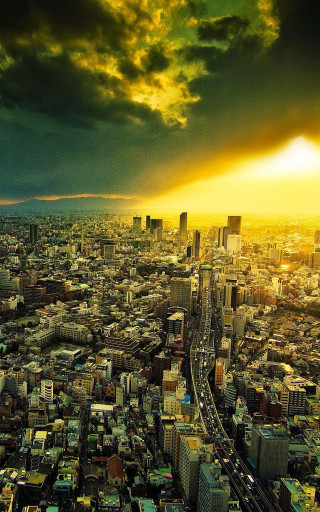 Cityscape traffic cloudy sky sunset - a cityscape free wallpaper for mobile