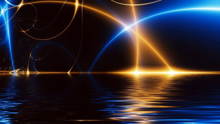 Blue yellow light reflection water - rich color free wallpaper