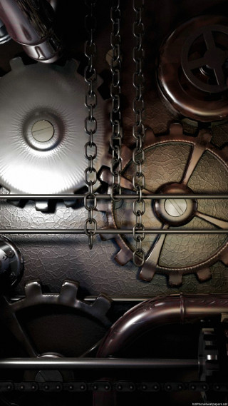 Metal structure chain light clock - assemblage free wallpaper for mobile