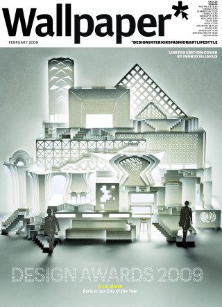 Man building stairs magazine cover - chris ware free wallpaper