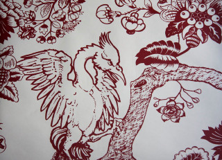 Red white wallpaper bird tree - print free wallpaper for desktop
