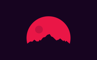 Red sun mountain black background - a red sun free wallpaper