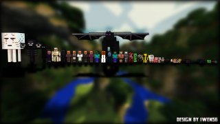 Minecraft people bat flying group - over them free wallpaper