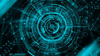 Futuristic blue background circular design - technology free wallpaper