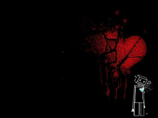 Red heart dark person knife - expressive free wallpaper for desktop