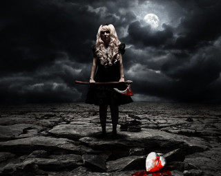 Woman knife rocky ground bloody - bloody free wallpaper for desktop