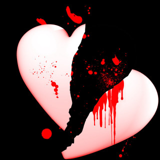 Heart blood dripping knife sticking - free hearts wallpaper for tablet