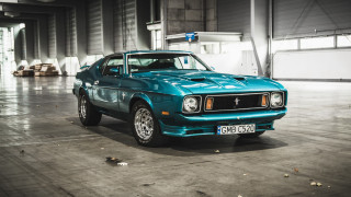 Blue mustang car garage police - retro free wallpaper