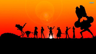 Group sunset silhouette holding large - a large object free wallpaper for desktop