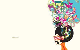 Woman colorful hairdo large afro - funk art free wallpaper