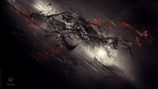 Futuristic artwork red streaks black - abstract art free wallpaper