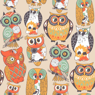 Owls sitting beige background orange - top free wallpaper for tablet