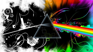 Dark side moon rainbow black - white swirl free wallpaper