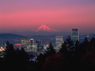City skyline mountain dusk pink - sky free wallpaper