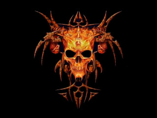 Skull horns wings dark background - horn free wallpaper