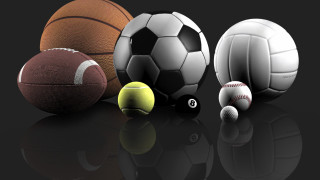 Sports balls black background reflections - reflection free wallpaper for desktop