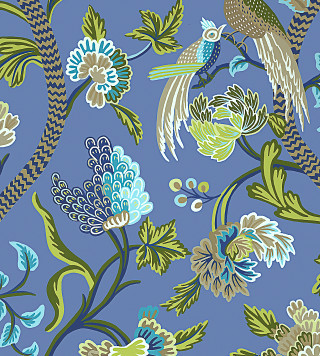 Blue green floral pattern birds - back side free wallpaper for tablet