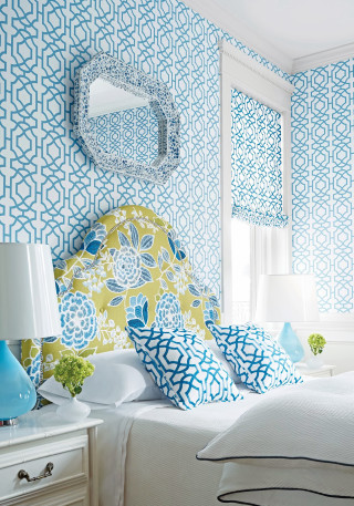 Bedroom blue white wallpaper vibrant - maximalism free wallpaper for mobile
