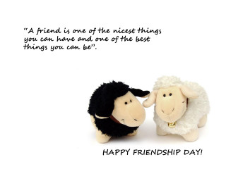 Stuffed sheep facing happy friend - free love wallpaper for desktop