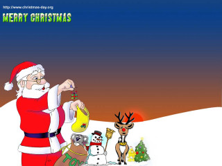 Santa claus reindeers snow gifts - naive free wallpaper