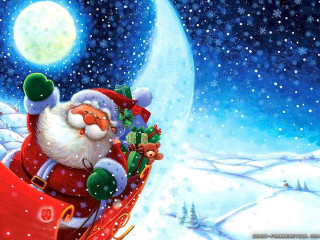 Santa claus sleigh snow teddy - his lap free wallpaper