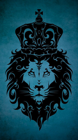 Lion crown black blue background - its head free wallpaper for mobile