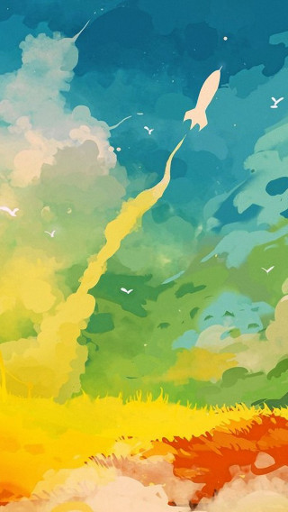 Bird flying sky clouds grass - sky free wallpaper for mobile