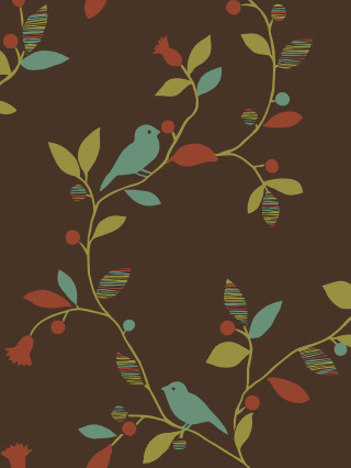 Bird branch leaves berries background - free bird wallpaper for mobile