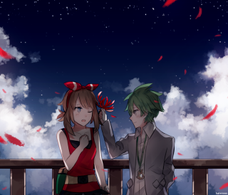 Anime couple balcony night red - a sky full free wallpaper