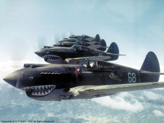 Fighter jets sharks mouth sky - the side of the plane free wallpaper