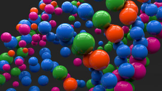 Colorful balls floating black background - the air together free wallpaper