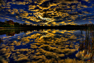 Lake clouds sky yellow blue - cloud and a sky free wallpaper