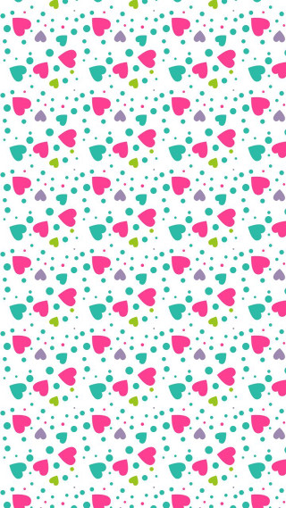 Colorful pattern hearts white background - polka dot free wallpaper