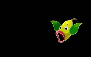 Yellow fish green leaf mouth - a green leaf free wallpaper