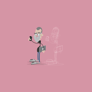 Man robot cellphone pink background - a robot free wallpaper for tablet