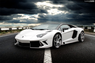 White sports car cloudy sky 12 - matte drawing free wallpaper for desktop