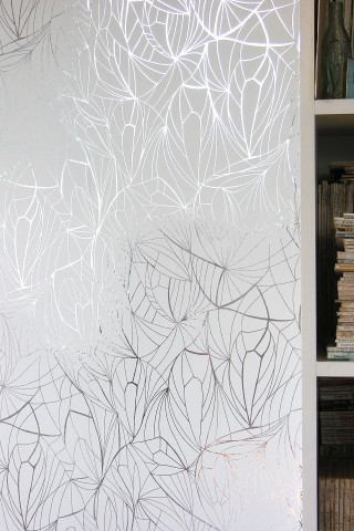 White wall leaves drawing bookshelf - kinetic free wallpaper for mobile