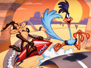 Cartoon character flying road bird - loony toon free wallpaper