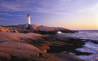 Lighthouse rocky shore waves crashing - a lighthouse free wallpaper