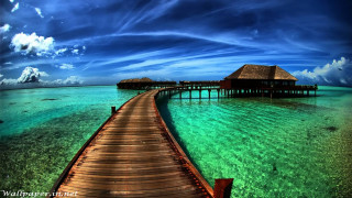 Tropical pier hut clear water 2 - a hut free wallpaper