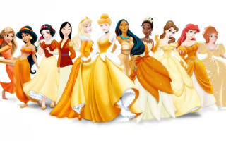 Princesses standing row dresses tiaras - a group of princesses free wallpaper for desktop