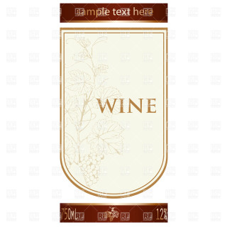 Wine label vine ribbon brown - typographic free wallpaper for tablet