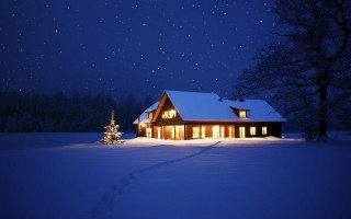 House snow night christmas stars - a star free wallpaper