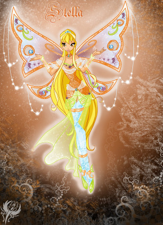 Fairy yellow dress wings brown - a name free wallpaper for mobile