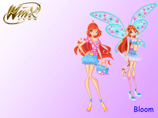 Cartoon characters pink background bloom - fantasy style free wallpaper