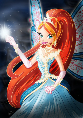 Cartoon fairy holding star blue - fantasy style free wallpaper